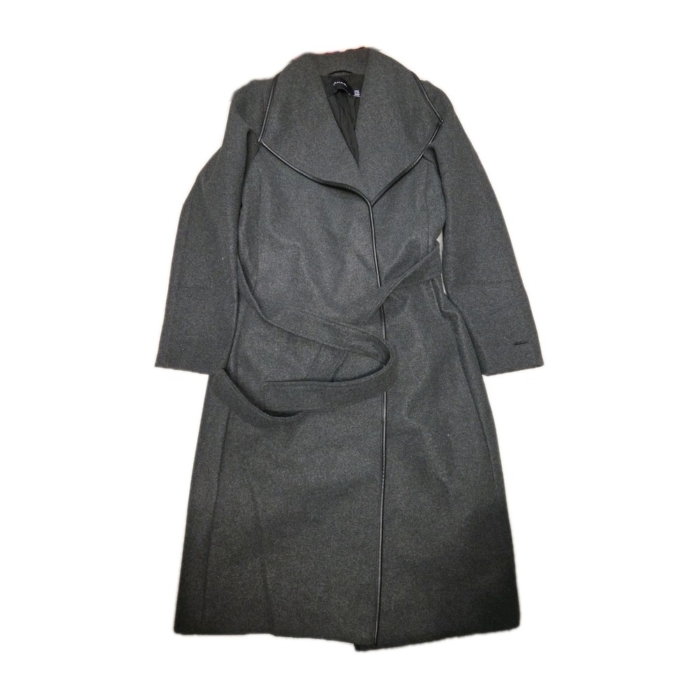 Tahari Women's Long Coat Belted Grey‎ Small